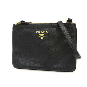 Prada Vitello Daino leather double zip crossbody bag Black